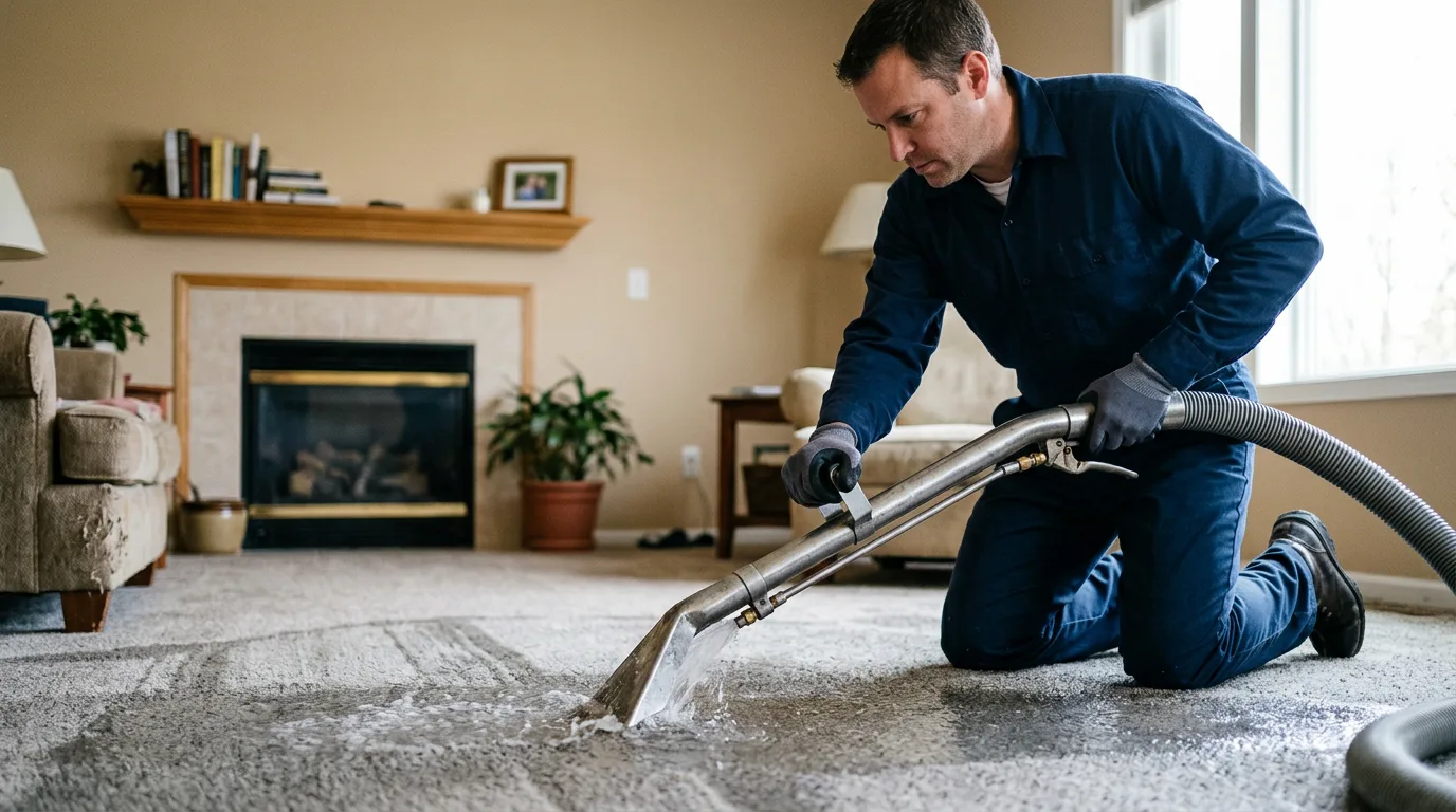 Water damage restoration technician working near Cecil, PA